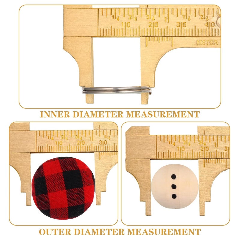 Konohan 2 Pcs Brass Vernier Caliper Pocket Handy Caliper Measuring Mini Tool Double Scale Sliding Gauge Metal Pocket Ruler for Bead Wire Jewels Rings Measurement - Image 3